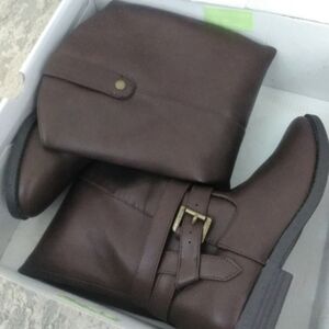 Mari A. Ma-Irony Equestrian Smooth Dark Chocolate Brown Black Tall High Boots